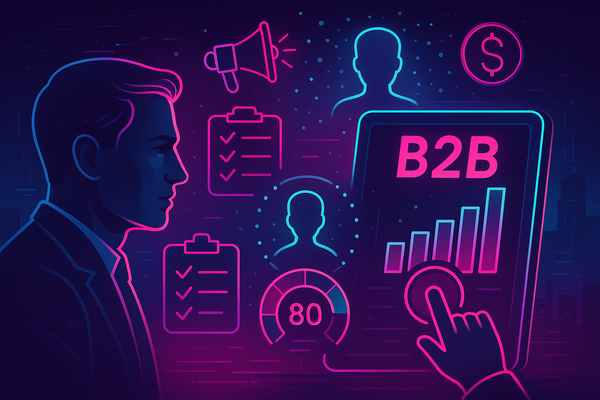 Professional illustration representing How to Implement Effective Lead Scoring in B2B Marketing featuring elements related...