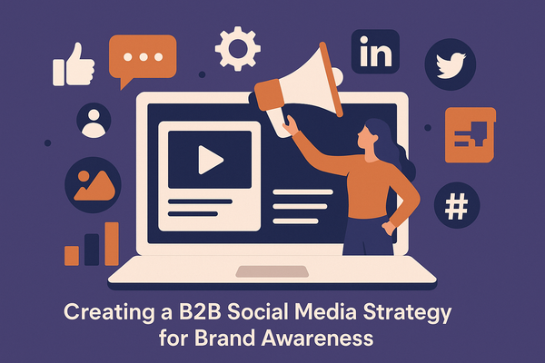 Professional illustration representing Creating a B2B Social Media Strategy for Brand Awareness featuring elements related...