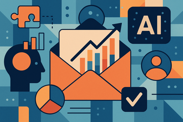 Professional illustration representing AI personalization tactics for email and onsite messaging featuring elements relate...
