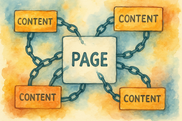 Professional illustration representing How to build internal linking systems that improve rankings featuring elements rela...
