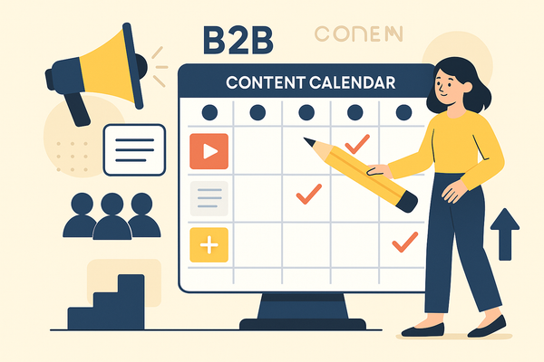 Professional illustration representing How to Develop a B2B Content Calendar for Consistent Engagement featuring elements ...