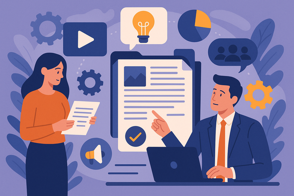 Professional illustration representing Implementing a B2B Content Curation Strategy for Thought Leadership featuring eleme...