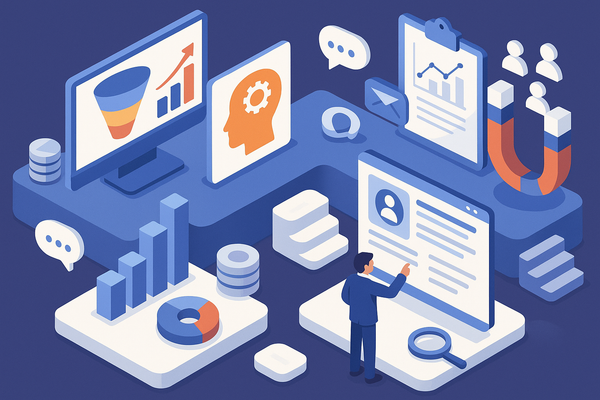 Professional illustration representing Leveraging Behavioral Data for B2B Marketing Optimization featuring elements relate...