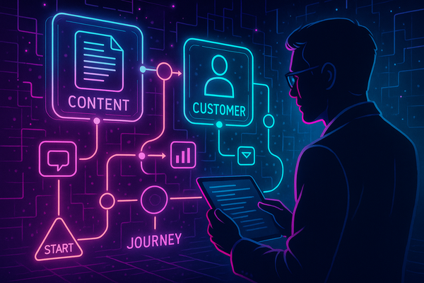 Professional illustration representing Enhancing B2B Customer Experience Through Content Mapping featuring elements relate...