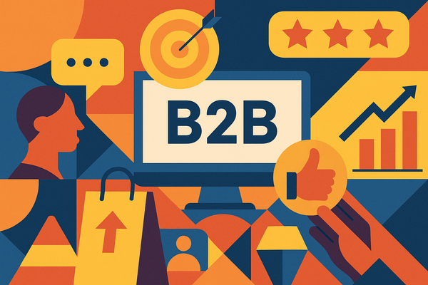 Professional illustration representing Building a B2B Marketing Strategy Around Customer Feedback featuring elements relat...