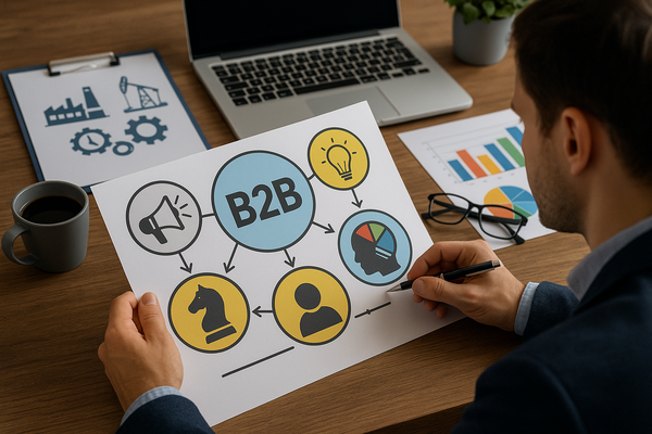Professional illustration representing Optimizing B2B Marketing Strategies for Diverse Industries featuring elements relat...