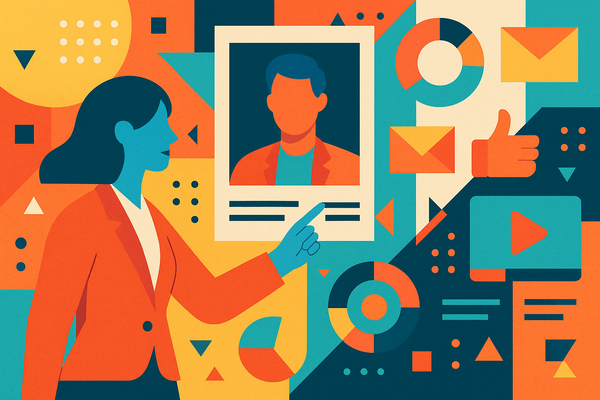 Professional illustration representing Enhancing B2B Customer Engagement Through Personalization featuring elements relate...