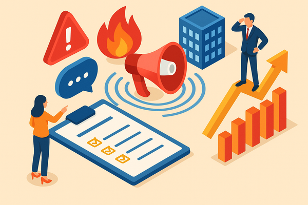 Professional illustration representing Developing a B2B Crisis Communication Strategy featuring elements related to crisis...