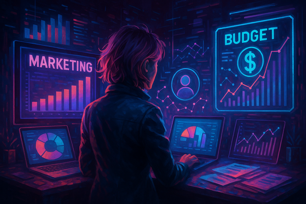 Professional illustration representing Creating a Data-Driven B2B Marketing Budget for Growth featuring elements related t...