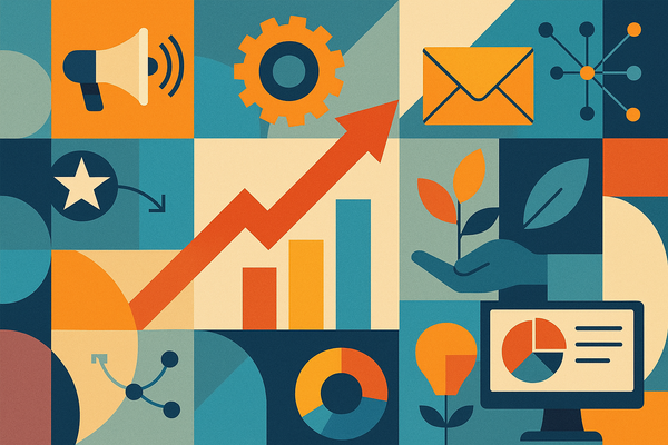 Professional illustration representing Best Practices for B2B Marketing Automation Implementation featuring elements relat...