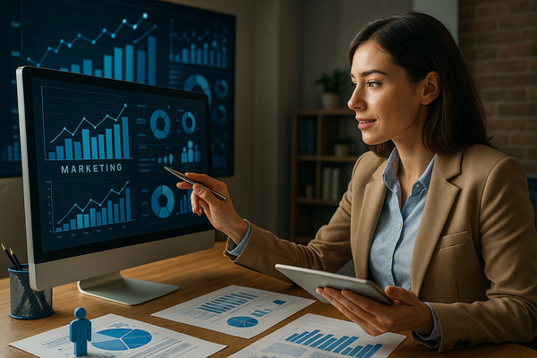 Professional illustration representing How to Utilize Data-Driven Insights in B2B Marketing featuring elements related to ...