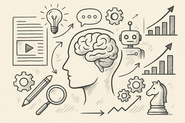 Professional illustration representing How to scale thought leadership content with AI support featuring elements related ...