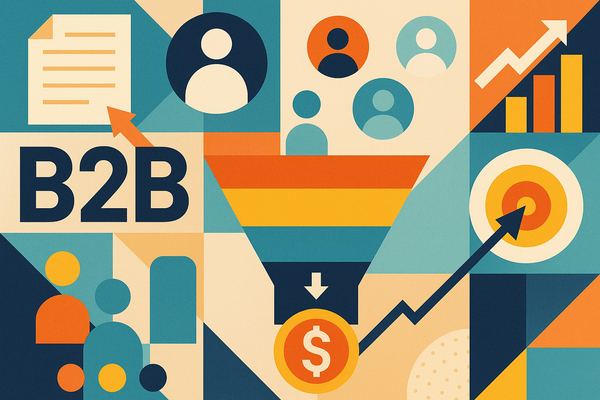 Professional illustration representing How to Optimize Your B2B Content for Lead Generation featuring elements related to ...