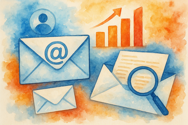 Professional illustration representing Crafting a B2B Marketing Email Strategy for Higher Open Rates featuring elements re...