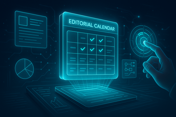 Professional illustration representing How to build an AI editorial calendar that actually ships featuring elements relate...