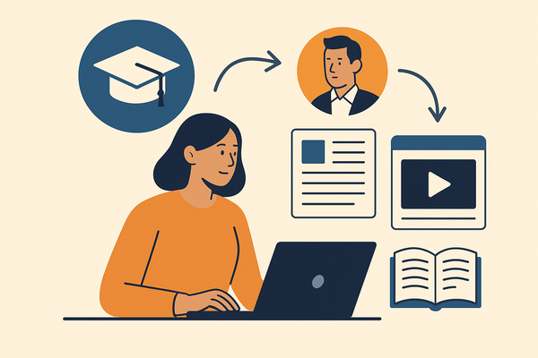 Professional illustration representing Creating a B2B Content Strategy Focused on Customer Education featuring elements re...