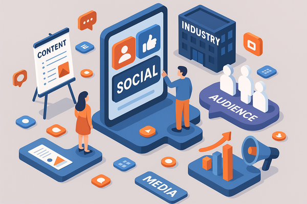 Professional illustration representing How to Create a Comprehensive B2B Social Media Strategy featuring elements related ...