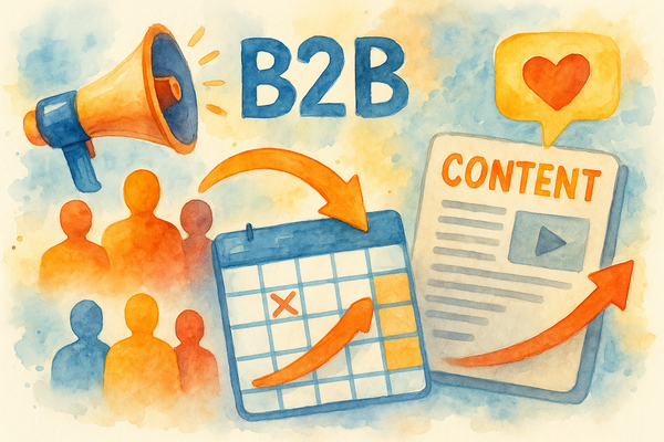 Professional illustration representing Creating an Effective B2B Marketing Calendar for Consistent Engagement featuring el...