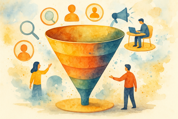Professional illustration representing How to Build an Effective B2B Marketing Funnel featuring elements related to funnel...
