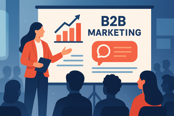 Professional illustration representing How to Create High-Impact B2B Marketing Presentations featuring elements related to...