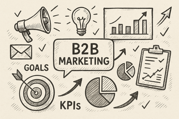 Professional illustration representing How to Measure the Success of Your B2B Marketing Campaigns featuring elements relat...