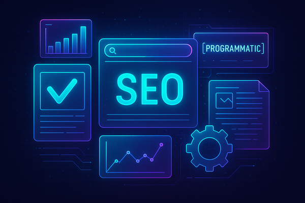 Professional illustration representing How to use programmatic SEO without publishing junk featuring elements related to s...