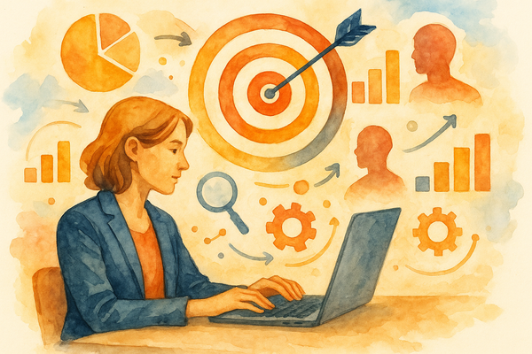Professional illustration representing Utilizing Behavioral Targeting for B2B Marketing Success featuring elements related...