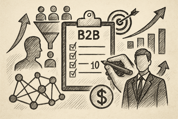 Professional illustration representing Implementing Effective Lead Scoring for B2B Success featuring elements related to l...