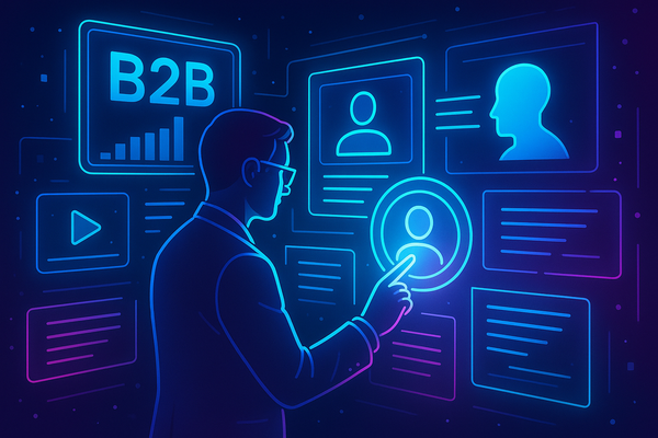 Professional illustration representing Creating a B2B Marketing Strategy Focused on Personalization featuring elements rel...
