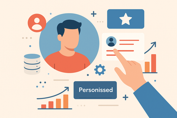 Professional illustration representing Enhancing B2B Customer Experience Through Personalization featuring elements relate...