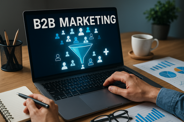 Professional illustration representing Effective B2B Marketing Techniques for Lead Generation featuring elements related t...