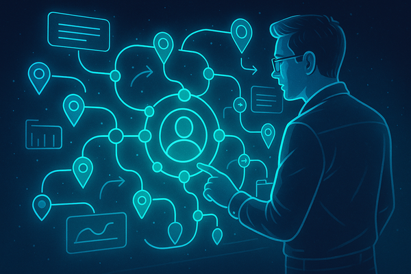 Professional illustration representing Creating a Seamless B2B Customer Journey Mapping Process featuring elements related...
