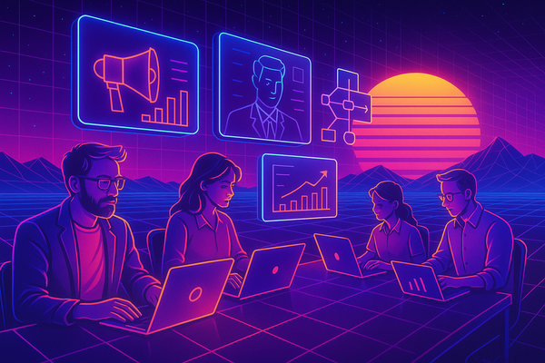 Professional illustration representing Implementing a B2B Marketing Strategy for Remote Work Success featuring elements re...