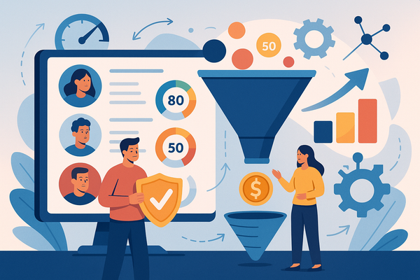 Professional illustration representing How to Build an Effective Lead Scoring System for B2B featuring elements related to...
