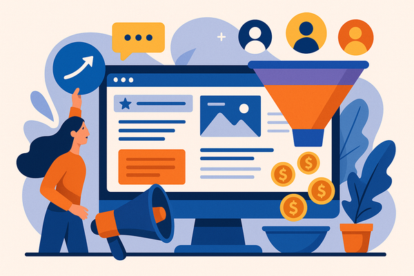 Professional illustration representing How to Optimize Your B2B Website for Lead Generation featuring elements related to ...