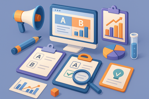 Professional illustration representing Best Practices for Conducting A/B Testing in B2B Marketing Campaigns featuring elem...