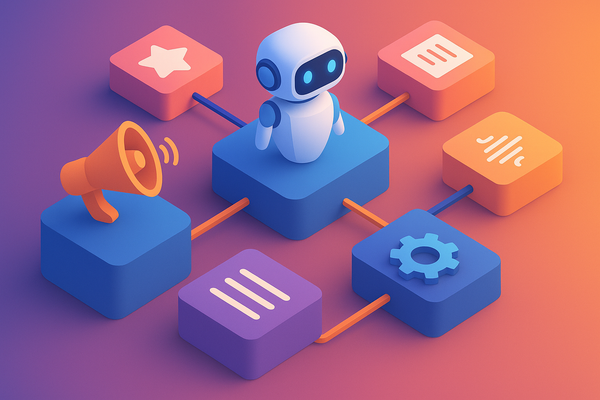 Professional illustration representing How to build a brand voice system for AI generated content featuring elements relat...
