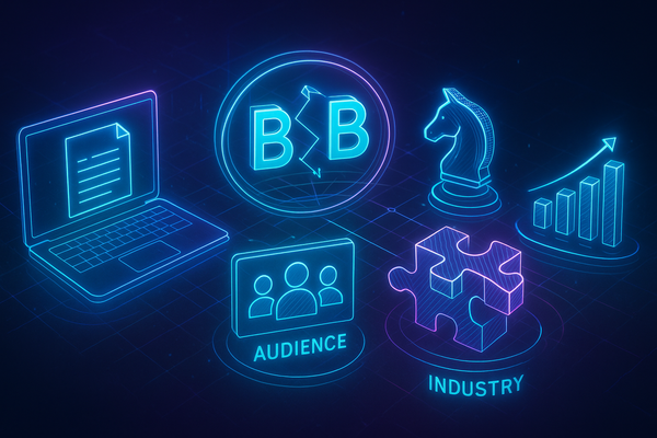 Professional illustration representing Creating an Effective B2B Content Strategy for Niche Markets featuring elements rel...