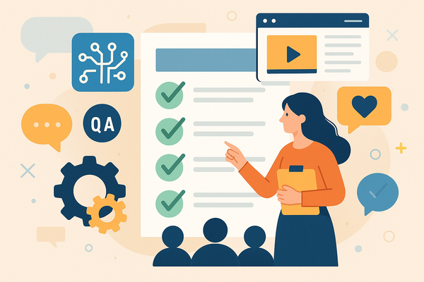 Professional illustration representing What a modern AI content QA checklist should include featuring elements related to ...