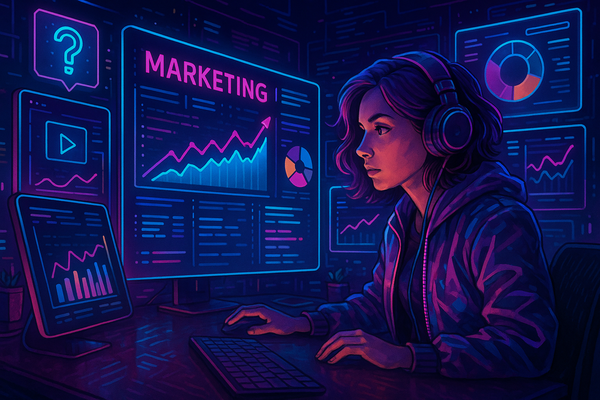 Professional illustration representing Marketing reporting dashboards every growth team needs featuring elements related t...