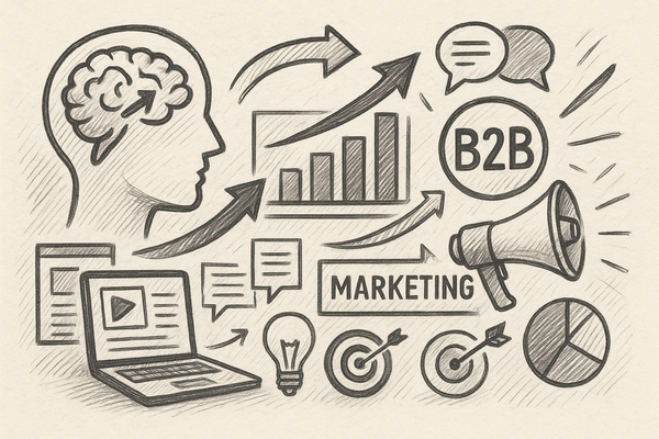 Professional illustration representing How to Utilize Behavioral Data for B2B Marketing Insights featuring elements relate...