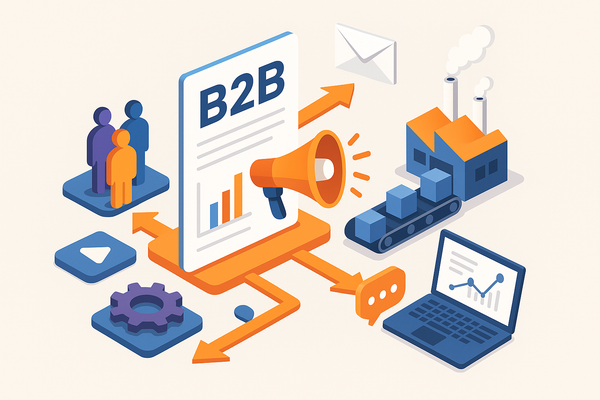 Professional illustration representing Effective Strategies for B2B Content Distribution featuring elements related to con...