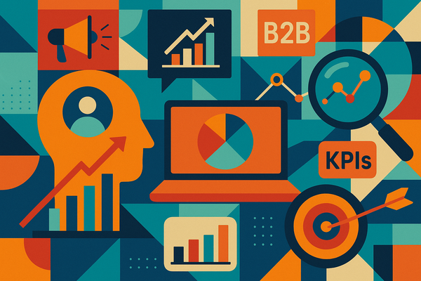 Professional illustration representing Implementing a Data-Driven Approach for B2B Marketing Optimization featuring elemen...