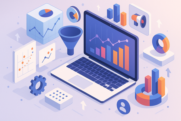 Professional illustration representing Utilizing Predictive Analytics for B2B Marketing Success featuring elements related...