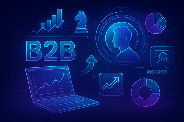 Professional illustration representing Developing a B2B Marketing Framework for Data-Driven Decision Making featuring elem...