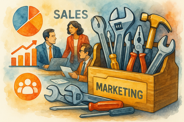 Professional illustration representing Developing a B2B Marketing Toolkit for Sales Enablement featuring elements related ...