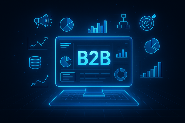 Professional illustration representing Building a Comprehensive B2B Marketing Dashboard for Insights featuring elements re...
