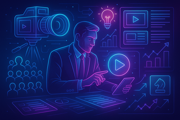 Professional illustration representing Best Practices for Creating Engaging B2B Video Content featuring elements related t...