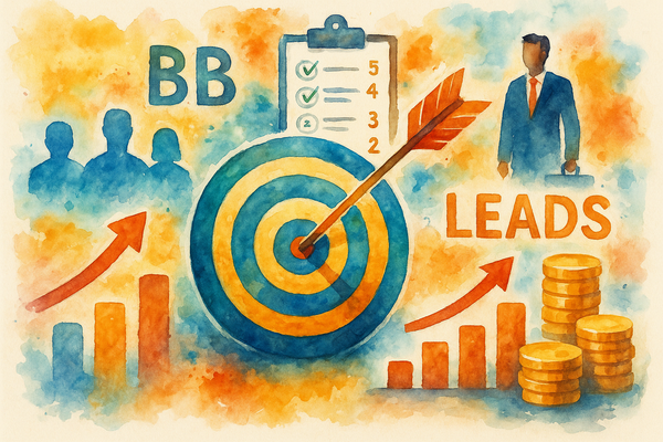 Professional illustration representing Implementing Effective B2B Lead Scoring Techniques for Success featuring elements r...