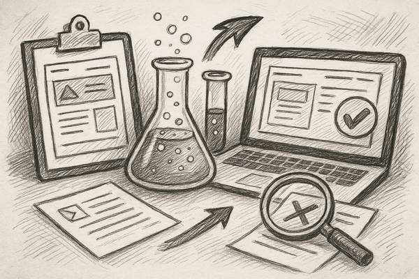 Professional illustration representing Paid search landing page testing frameworks that scale featuring elements related t...